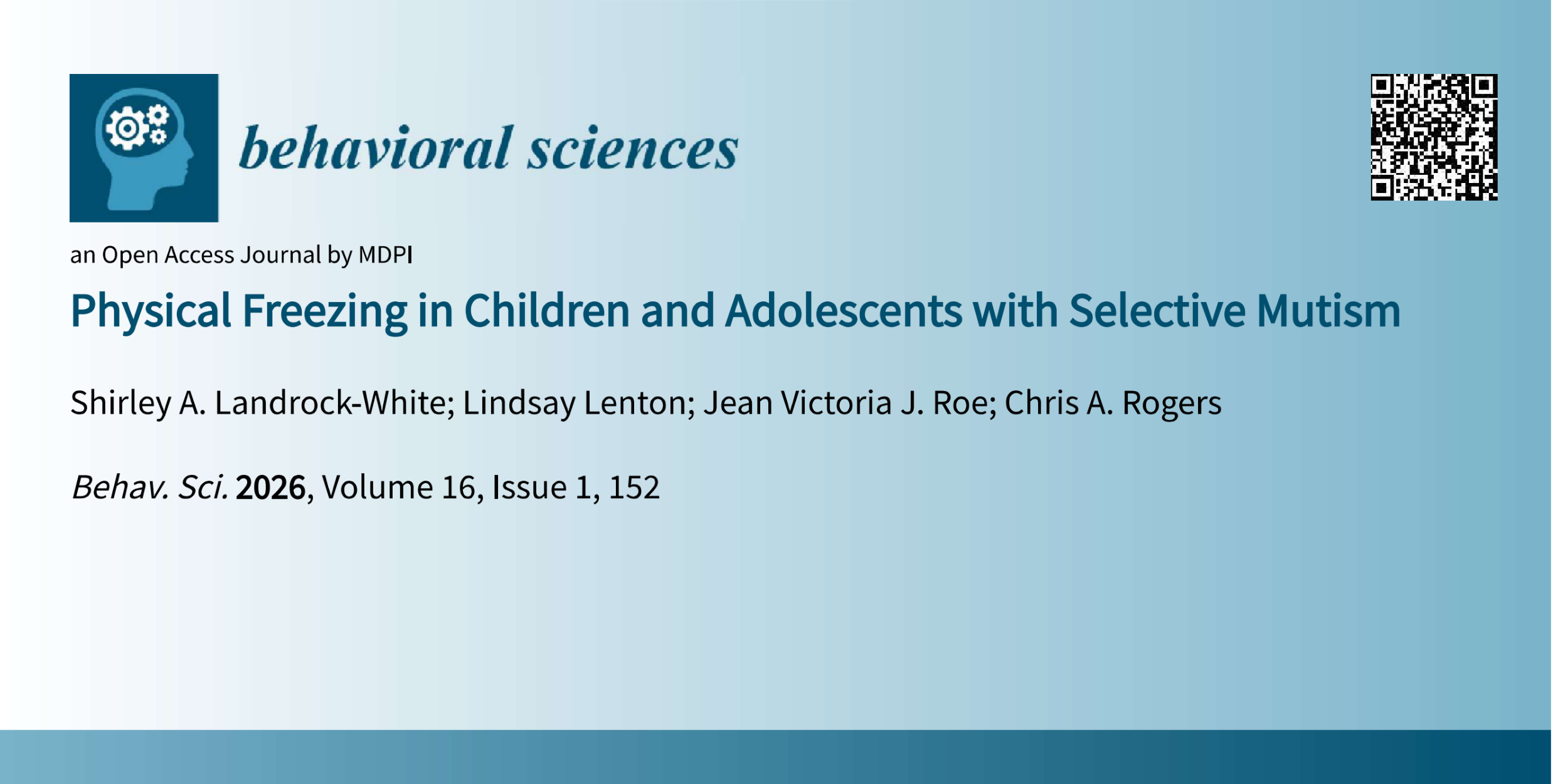 Physical Freezing in Children and Adolescents with Selective Mutism - banner with QR code