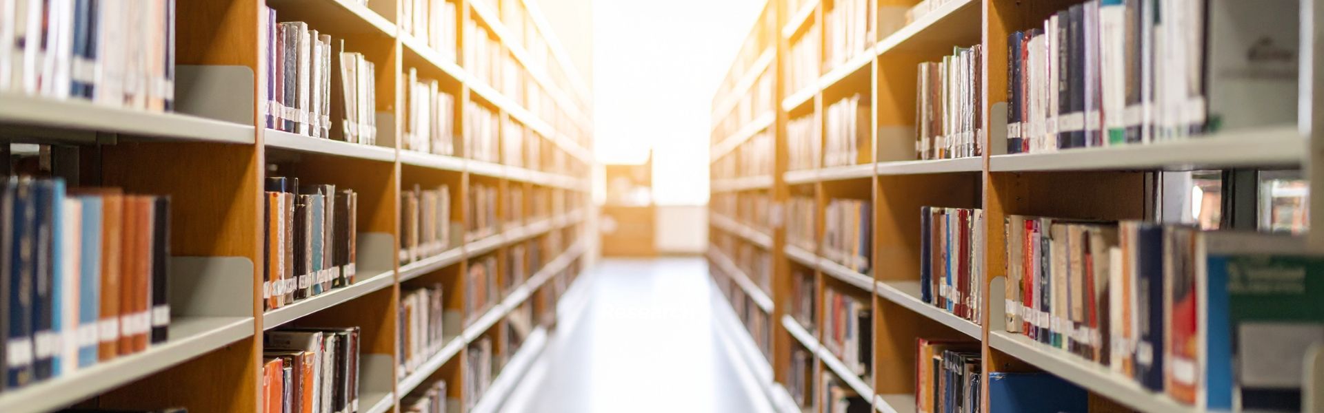 A library with books on shelves.